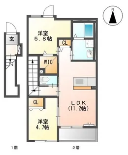 アジャートK【2階】の間取り