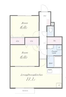 グランドアマレーVI番館【1階】の間取り