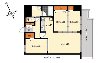 フォンターナガーデン博多駅前【8階】の間取り