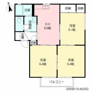 コンフォート山川A棟【2階】の間取り