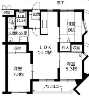 グランヴィル高良内1棟【2階】の間取り