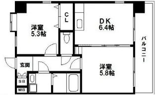 ウイングコートC館【8階】の間取り