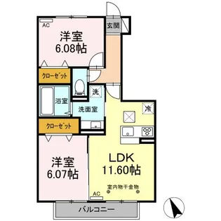 プレミストⅡ B棟【108号室号室】の間取り