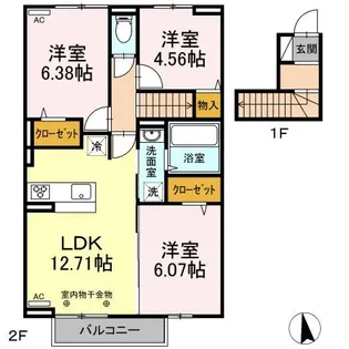 ミカハウスⅥ B棟【210号室】の間取り
