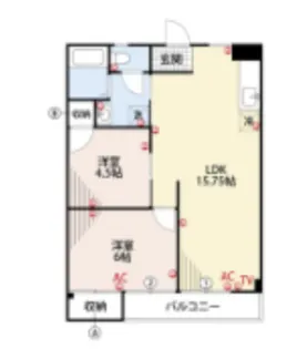 オークスハイツ【2階】の間取り