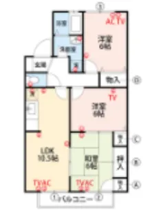セジュール宮ノ陣Ⅰ【A202号室】の間取り
