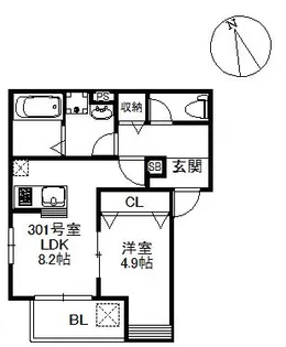 ポラリス久留米南 【3階】の間取り