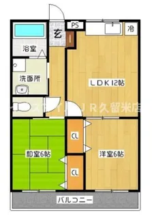 カンファート三潴【202号室】の間取り