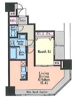 KDXレジデンス大濠ハーバービュータワー【7階】の間取り