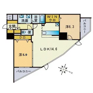 S−FORT警固タワー【18階】の間取り