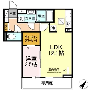 クレストヴェール清水【1階】の間取り