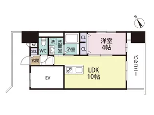 1LDKの間取り画像