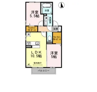 ワレア城前B棟【205号号室】の間取り