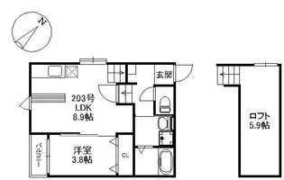 ウイング博多【2階】の間取り