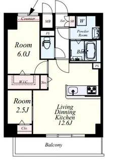ニュークリエイト若久【5階】の間取り