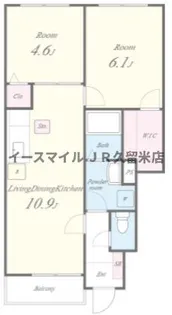 ポムダムール【109号号室】の間取り
