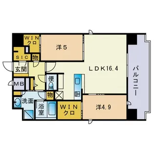 アトリオフラッツ大博町【9階】の間取り