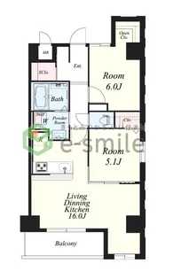 プラージュポインテ六ツ門【5階】の間取り