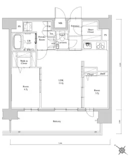 エンクレスト博多BRIGHT【14階】の間取り