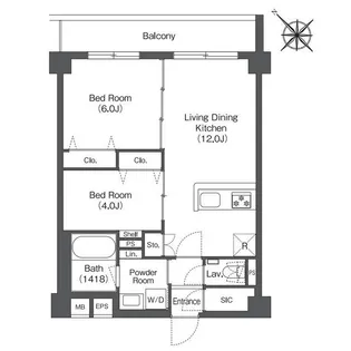 2LDKの間取り画像