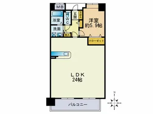 リジェール箱崎【9階】の間取り