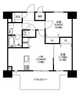 MODERN PALAZZO 博多デュオグランデWest【8階】の間取り