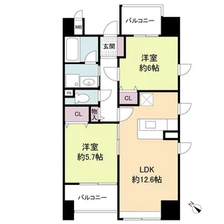 レジディア天神南【10階】の間取り