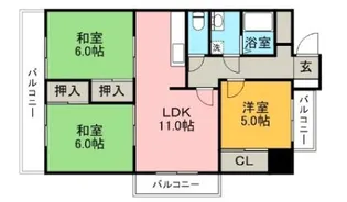 本多ハイツ長門石【5階】の間取り