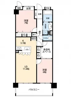 モントーレ久留米セントラルパーク【3階】の間取り