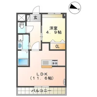 グランディールホーク花畑【2階】の間取り