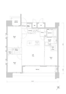 エンクレスト博多EXCEED【14階】の間取り