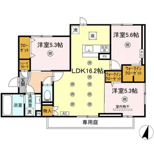 D-ROOM grace(グラース)【1階】の間取り