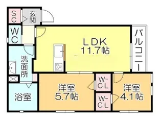 ラシックランテ久留米【3階】の間取り