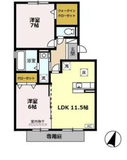 グラン・ドミール古賀B棟【1階】の間取り