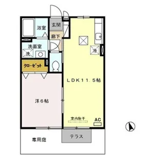 ヒメコスム【B107号室】の間取り
