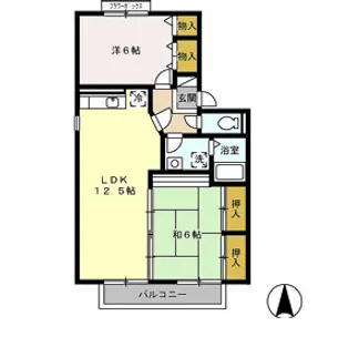 セジュール若葉【A208号室】の間取り