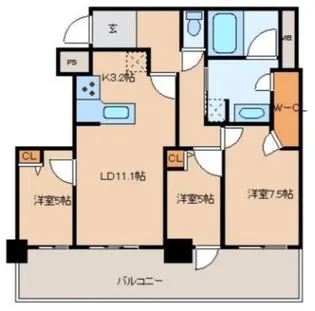ザ・ライオンズ久留米ウェリスタワー【7階】の間取り