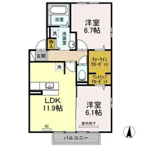 フェアプラッツ参番館【206号室】の間取り