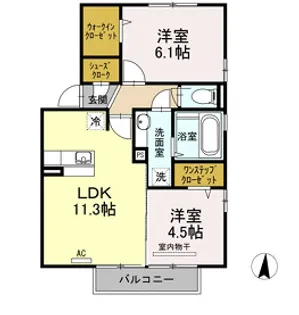 2LDKの間取り画像