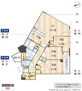 センターマークスタワー【3階】の間取り