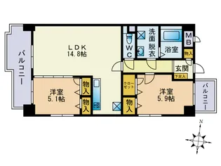 福岡県福岡市東区筥松3丁目【マンション】の間取り