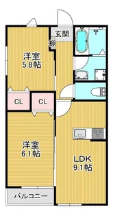 Leaf津福駅南【3階】の間取り