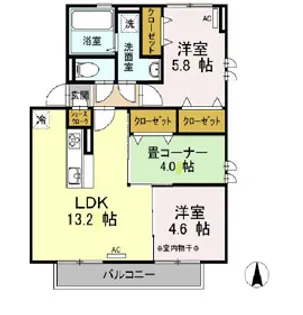 シャルムメゾン【C206号室】の間取り