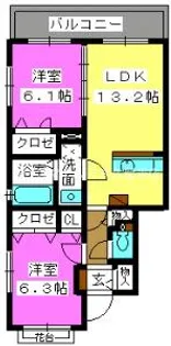 福岡県久留米市野中町【マンション】の間取り