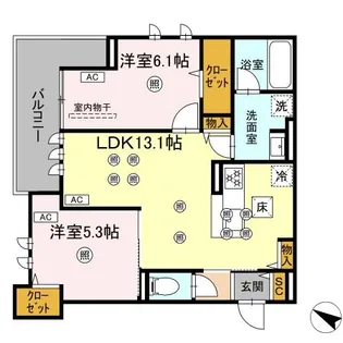 GrandValley 博多【101●号室】の間取り