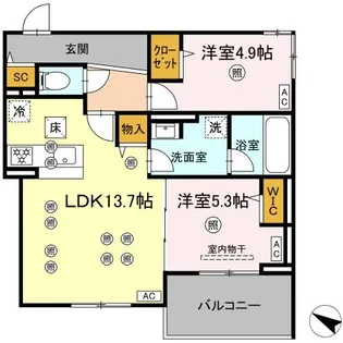 GrandValley 博多【103●号室】の間取り