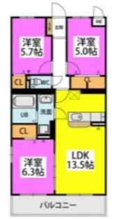 GRAN GRACE久留米南【2-203号室】の間取り