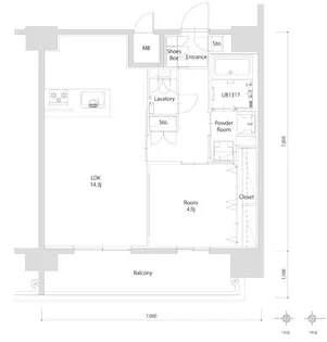 エンクレスト博多PARKSIDE【13階】の間取り