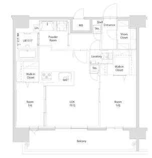 エンクレスト博多PARKSIDE【13階】の間取り