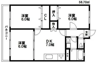 ひがしビル【305●号室】の間取り